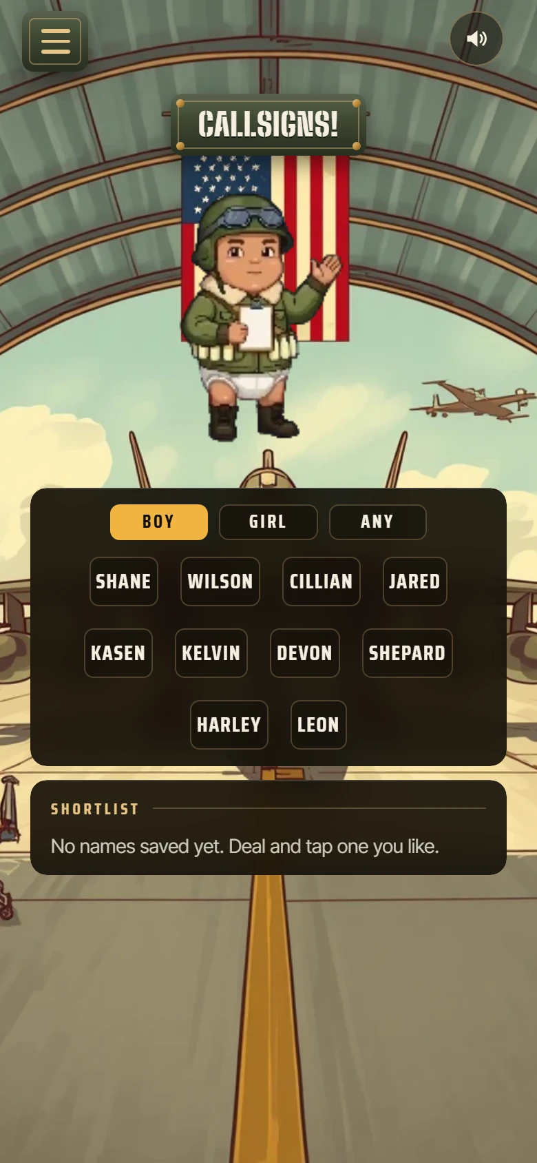 Callsigns: name suggestions with assigned military callsigns