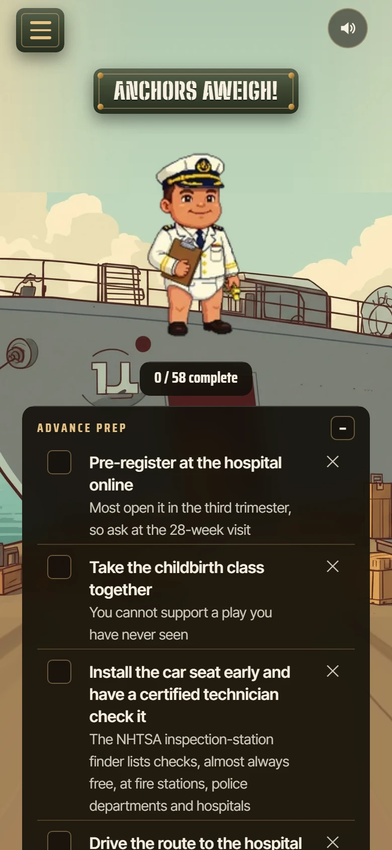 Anchors Aweigh: a fifty-three item advance preparation checklist